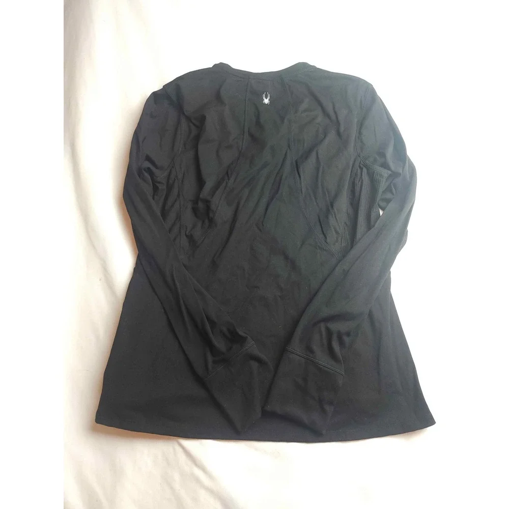 Spyder Active Mens XL Long Sleeve Performance Shirt Black Crew Neck Athletic Top